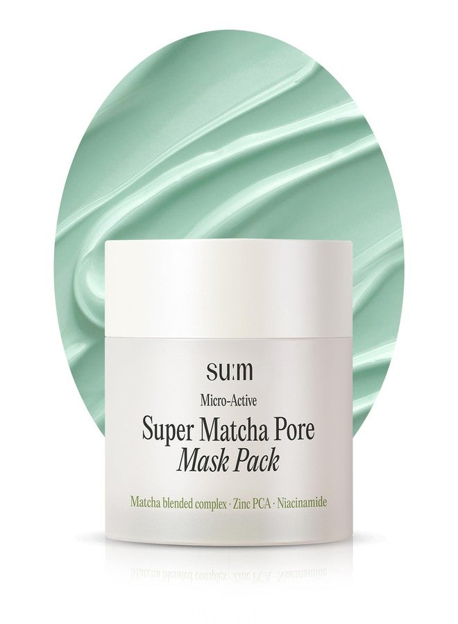 SU:M قناع SU:M Micro-Active Super Matcha Pore Mask Pack (3.38 أونصة سائلة) - قناع لتنقية المسام، والتحكم في الزيوت، والتقشير. يحتوي على مركب ماتشا ممزوج، وزنك PCA، وفيتامين B3 المخمر لبشرة أكثر نعومة ونقاءً - Image 1
